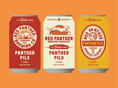 Red panther 3 beer branding brewery brewing cans identity illustration mockup panther red