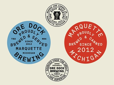 Ore dock 2 badge beer branding brewery brewing icon identity michigan typography