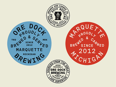 Ore dock 2 badge beer branding brewery brewing icon identity michigan typography