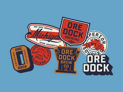 Ore dock 3 badge beer branding brewery brewing identity michigan sticker typohraphy