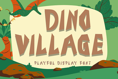 Dino Village banner beautiful branding cartoon design display font font design graphic design handwritten illustration logo poster print ui