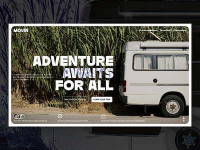 Family trip agency promo hero section adventure bold branding car design family hero landing page light section travel typo ui ux van web website