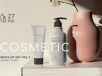 Cosmetic Mock Up's Sunset Light antiseptic bottle christmas clear case cosmetic cosmetics mockup cream dispenser eco lotion mock up organic packing plastic wrap presentation sanitizer spa spray template white