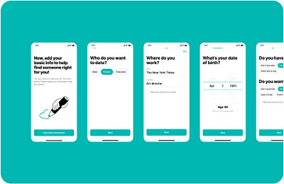Create profile flow. Delight app dating by basov design ai dating app dating datingapp discovery page find love finder interface ios ios app love match matching matchmaker matchmaker pick meet minimal mobile app mobile ui partner relationship