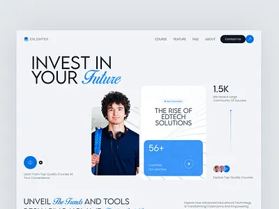 Online Education Website Landing Page UI/UX Design academy website college website edtech website edtech website design education website elearning website landing page design minimal website modern website online academy website online website samero school website ui design uiux design university website ux design web design website design website layout