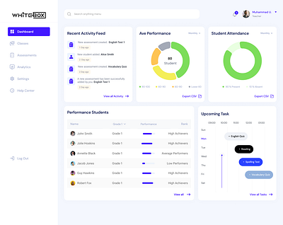 Teacher Dashboard attendance dashboard recent files student task teacher