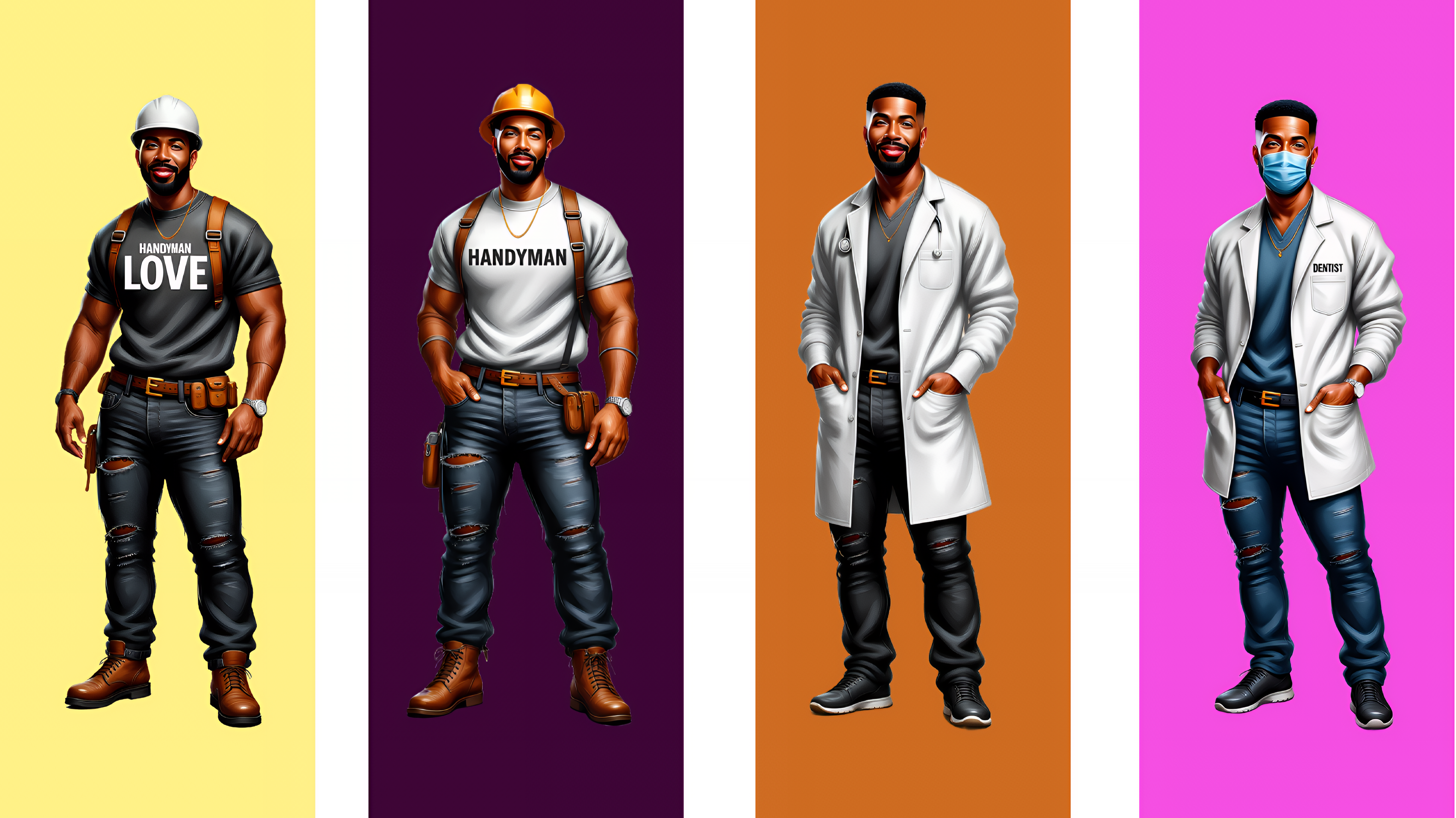 Diverse Male Professional Designs blackmale branding characters design diverse graphic design illustration illustrations male png professionals vector