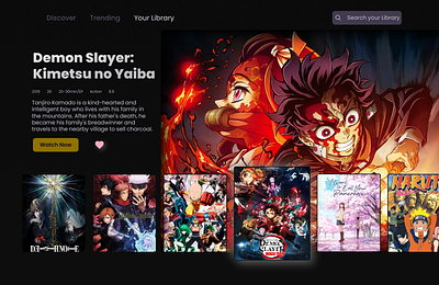 Daily UI Day 25- TV App 📺(Demon Slayer) colourpallate dailyui design figma logo tvapp typography ui