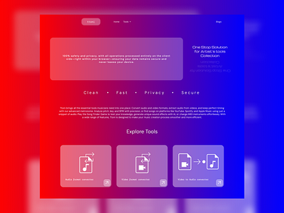 Ttoni V2.0 - Audio editing web app tool app artist audio blue classic gradient minimalistic music musicians online red stylish ui web