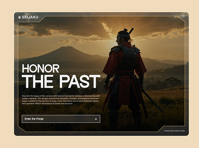 Samurai Inspired Fashion ai design landing page ui web design