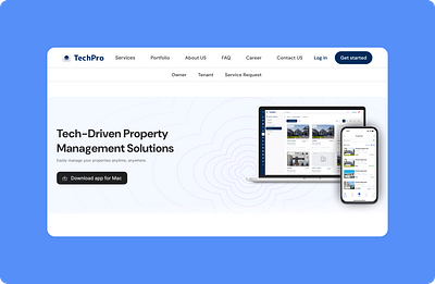 Property Management Landing Page graphic design landing page property management software property managmenet ui uxui design