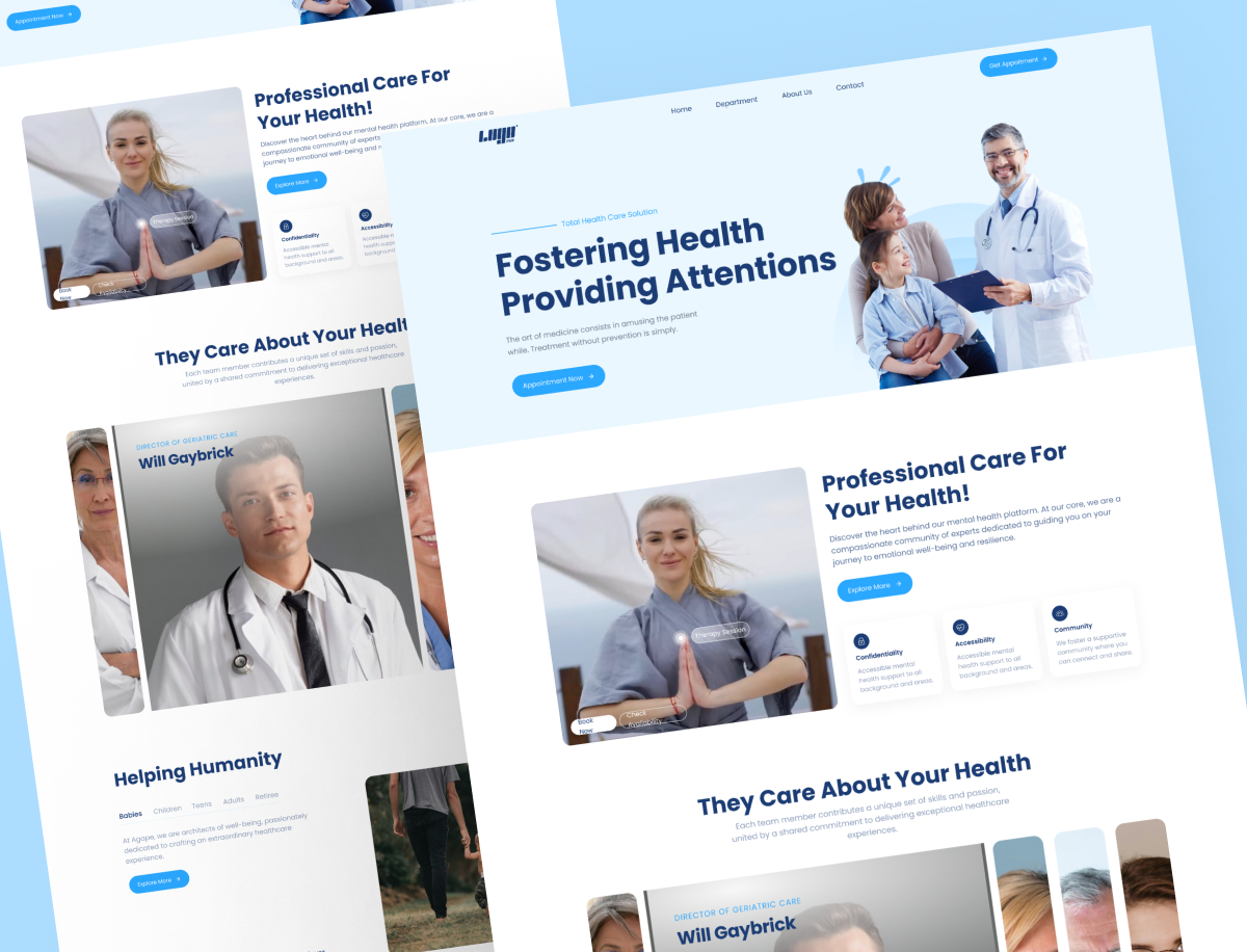 Medical Health Landing Page Design clinic doctor health hospital landing page medical uiux user interface web design website