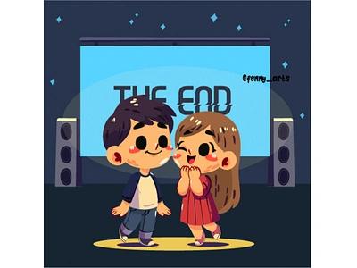 Open Air Cinema Background Illustration background cartoon celebration character cheerful content couple digital entertainment friends happy lighting media performance relationship romantic scene screen story visual