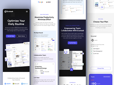 Evotask - Task Management Landing Page agency clean design ipad landing page management manager minimal mobile office responsve task task management task manager team ui ux web design website work