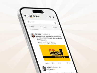 Job Finder Mobile Application - Home animation app best 5 app job finder app best design best job finder app branding clean design job finder fixora studio job finder job finder app job finder app ui job finder minimal design job finder ui job finder uiux mobile mobile app salim