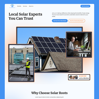 Solar Roots 🌱 | Local Solar Company Website Design clean energy local solar modern responsive seo solar solar company website solar website solar website design ui web design website website design