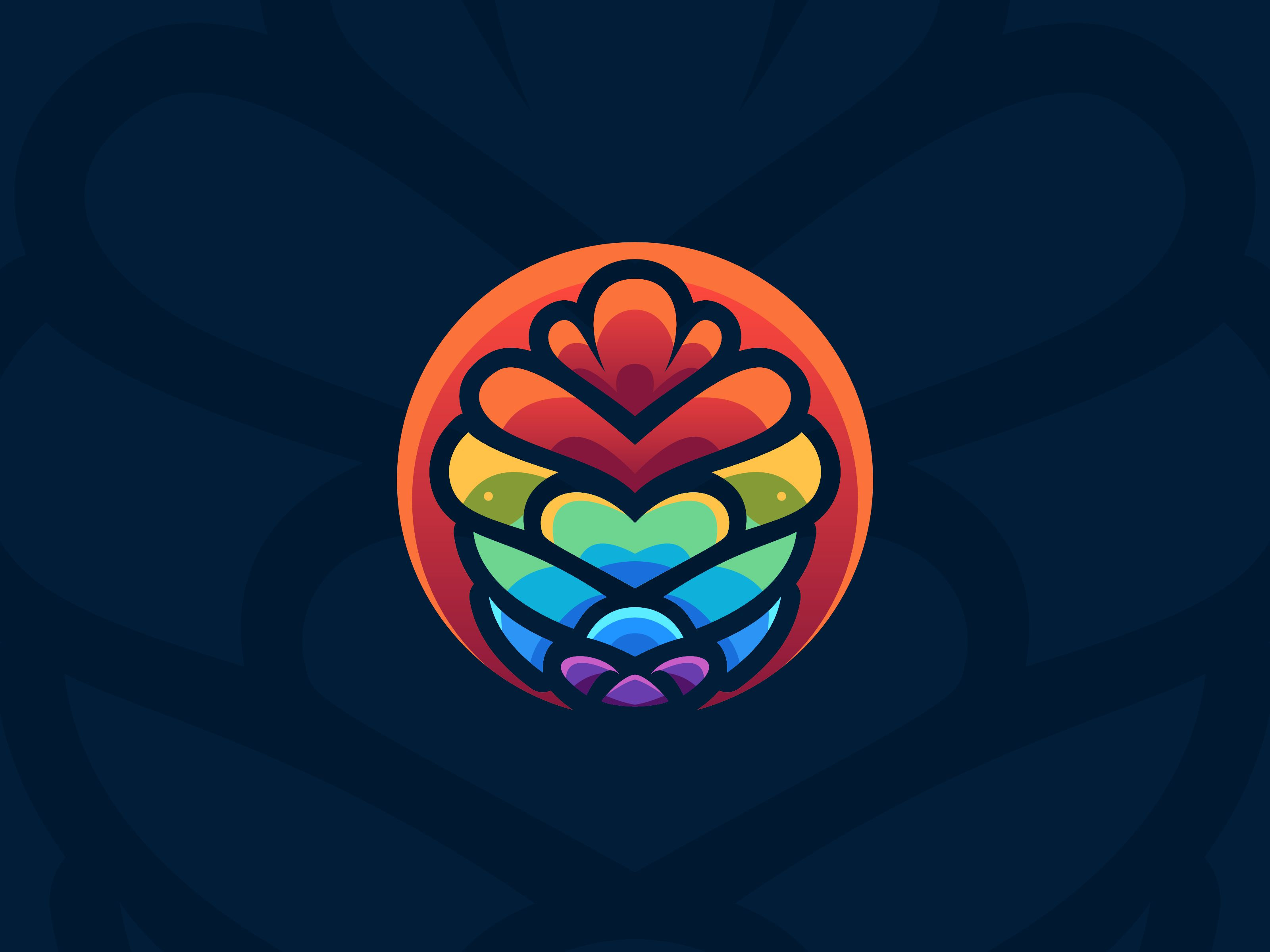 Colorful Dental Pine Cones Logo branding bright circle colorful combination logo dental dentistry design illustration initial logo logo minimalist modern modern logo oak pine playful rainbow simple tree