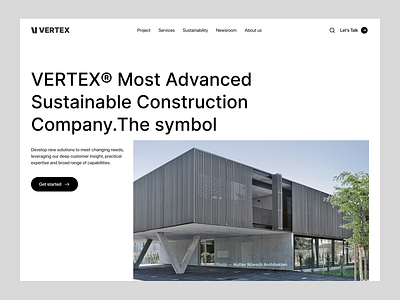 Sustainable Construction Company UI Design | VERTEX® clean ui construction landing page ui eco friendly design environmental responsibility green building innovative building design minimalist design modern architecture modern web design real estate landing page sustainable construction sustainable design ui design ux design vertex