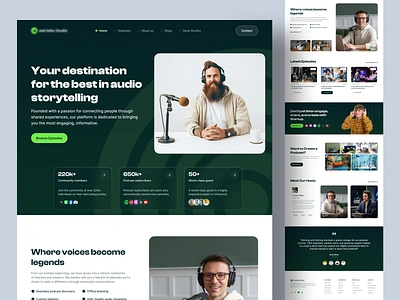 Podcast Website Landing Page freelance designer podcast podcast app podcast design exploration podcast landing page podcast mobile app podcast stodio podcast website podcast website design podcasts landing page podcasts platform ui podcasts web app ui uiux design web design webflow website designer