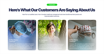 Elegant Testimonials Section design doctors landing page section testimonials ui ux