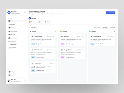 Alacktem Task Dashboard dashboard dashboard ui design product design sass sass product task dashboard team teamwork ui