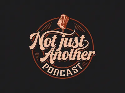 Not Just Another Podcast logo artistic typography bold and balanced logo design content creators logo creative microphone logo custom podcast logo inspiration engaging podcast branding graphic design handcrafted podcast branding logo modern vintage logo podcast identity podcast logo podcast logos retro logo retro podcast logo retro vintage logo typography logo vintage logo vintage modern logo design warm tone logo