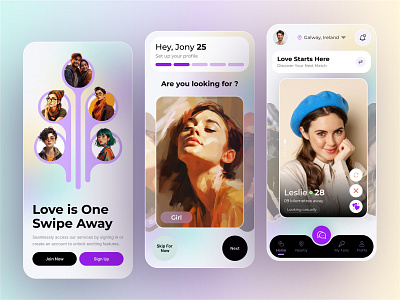 Dating App UI Design – Finding Love Made Simple app design appdesign best designer best dribbble designer datingapp design ios application mobile app mobile trends mobileappdesign mobileui popular designer top design dribbble top designer ui user experience userinterface ux uxdesign visual identity