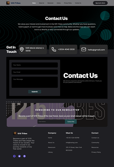 Contact Us Page Design Dark Theme