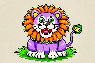 funny lion design graphic design lion logo paint vector wild