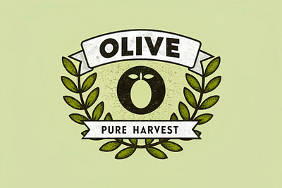 vintage olive logo branding graphic design harvest logo olive pure ui vector