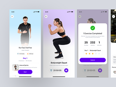 Nakafit - Health and Fitness Tracker Mobile App UI - Exersices exercise fitness tracker health tracker mobile mobile app mobile app template ui design