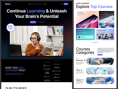 Online Education - Web design college course course plan e learning edtech education education website elegant landing page learning platform mentor online class online course online tutoring study tutoring ui ux university web3