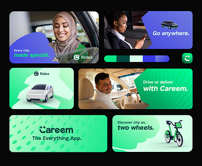 Careem Rides - visual language 3d art direction brand design brand illustration branding campaign color palette creative direction design system geometric graphic design iconography icons marketing design patterns shapes visual design