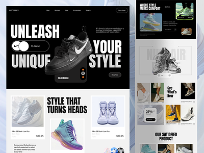 FOOTFLEX BLACK - Footwear ecommerce landingpage ui design 🤙 black bold dark design ecommerce footwear la landing page minimal ui uiux user interface webdesign webflow website