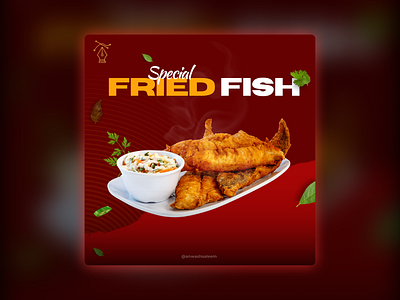 Fish Post Design - A Social Media Post..! food graphic design social media post