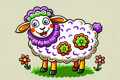 Funny Sheep branding graphic design illustration kid paint sheep ui