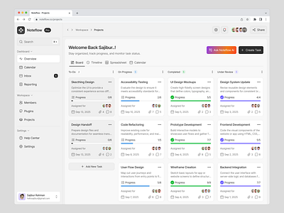 Ai Task Management Web App Design ai app design dashboard dashboard design design figma uiux note app notion design saas product design trask management app ui ui designer ui ux design ux designer web app design