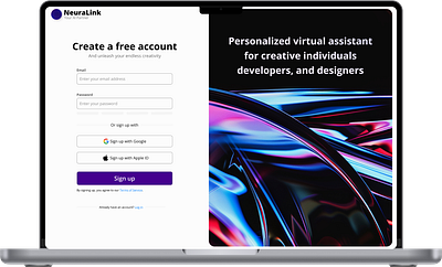 Login - NeuraLink - AI assistant ai design log in login ui ux
