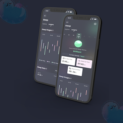 Sleep App For Sleep Analytics app design design mental health mobile design sleep app ui ui design uiuxdesign ux