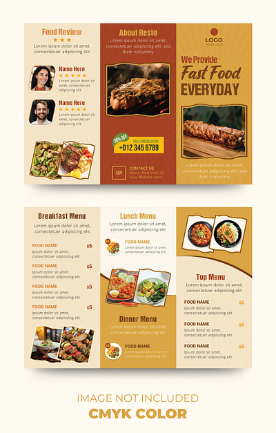 Food trifold brochure design customize