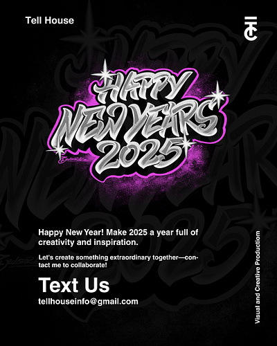 Happy new years 2025 Type art 2025 artwork brand identity branding digital art graffiti graphic design hand drawn hand lettering illustration key visual lettering logo new year 2025 retro type typography