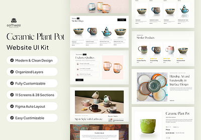 Ceramic Plant Pot Website UI Kit figma figma design ui ui design ui kit ui kits web ui web ui kit website design