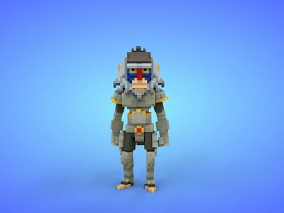 Baboon Knight Voxel Character - 3D Lowpoly Fantasy Creature 3d 3d model animals baboon character fantasy game art game asset game character godot humanoid lowpoly magicavoxel monkey unity 3d unrealengine voxedit voxel art