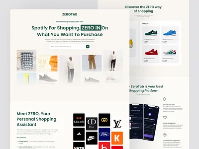 Zerotab Landing Page 2025 adobe app design application button ecommerce elements figma green landing page latest modern onepage products trend ui ux website xd zerotab