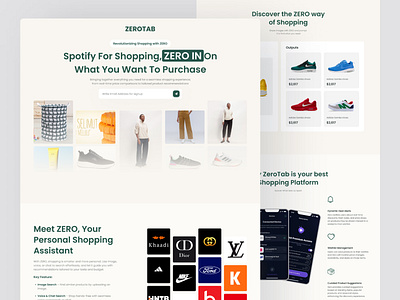 Zerotab Landing Page 2025 adobe app design application button ecommerce elements figma green landing page latest modern onepage products trend ui ux website xd zerotab