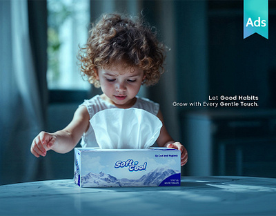 World Children's Day Ad | Soft n Cool Facial Tissues ads branding creative ads creative poster graphic design manipulation tissue paper