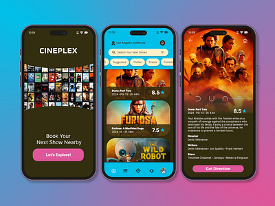 CINEPLEX - Nearest Shows Booking App 3d animation brand identity brand identity design branding design graphic design illustration logo motion graphics ui