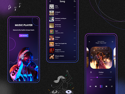 Soundaura - Music Player Mobile App UI Design application figma mobile music sound ui ui ux ux