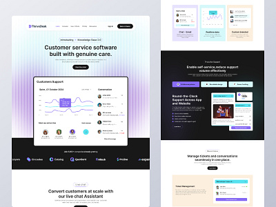 ThriveDesk- Customer Support Management Platform customer support landing page customer support platform customer support solution customercare customerservice customersupport figma design helpdesk landing page helpdesktools saas landing page saas platform saas web design saas webui supportsolutions uikit uiux design web ui