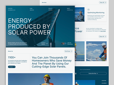 Solar Panel Company Website Landing Page alternative energy clean ui eco friendly eco platform environmental green energy hom page landing page design nature plant renewable energy solar energy solar panel sustainable technology trendy design ui design uiux web design website